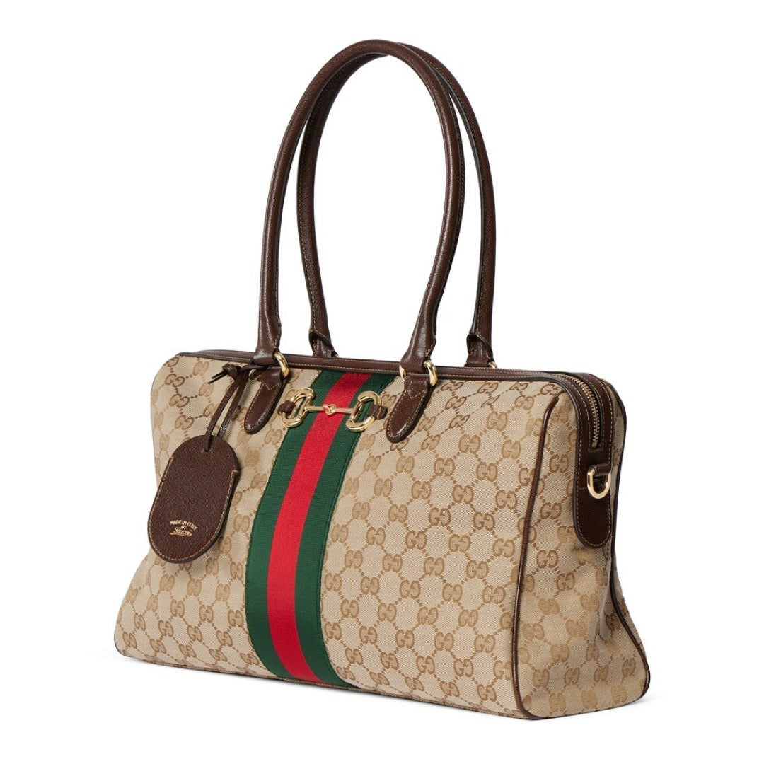 2026 Large Brown GG Canvas Boston Bag 866734 FAFV9 9653