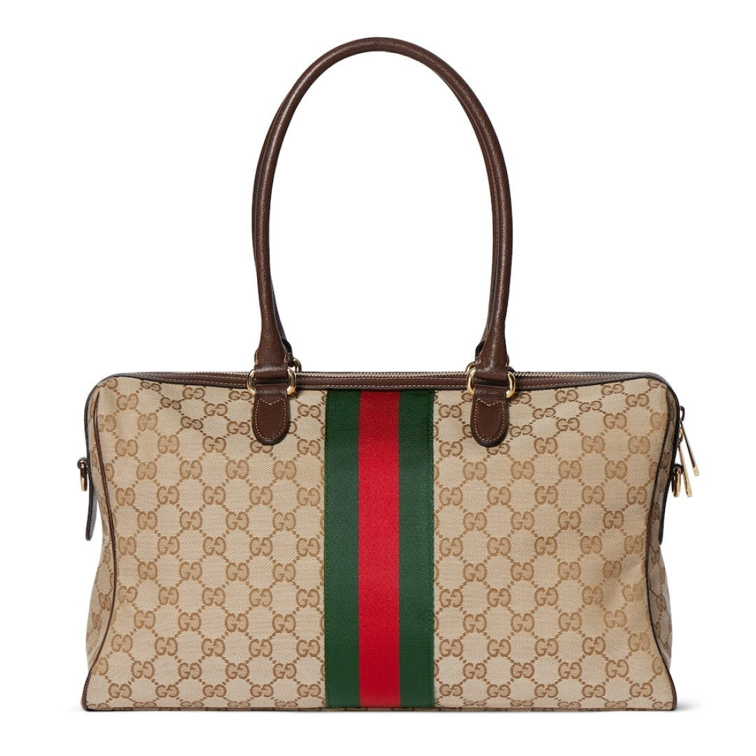 2026 Large Brown GG Canvas Boston Bag 866734 FAFV9 9653