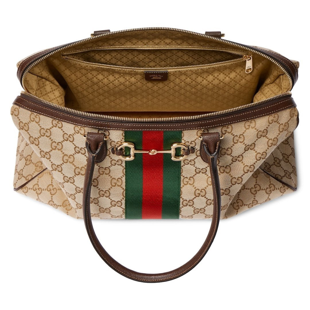 2026 Large Brown GG Canvas Boston Bag 866734 FAFV9 9653