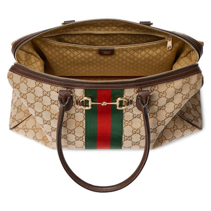 2026 Large Brown GG Canvas Boston Bag 866734 FAFV9 9653