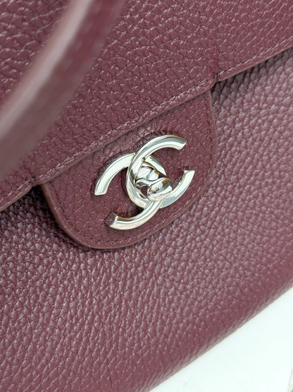2026 Maxi Flapbag Large Flap Bag in Dark Burgundy Grained Calfskin AS6233-B24008-U8393