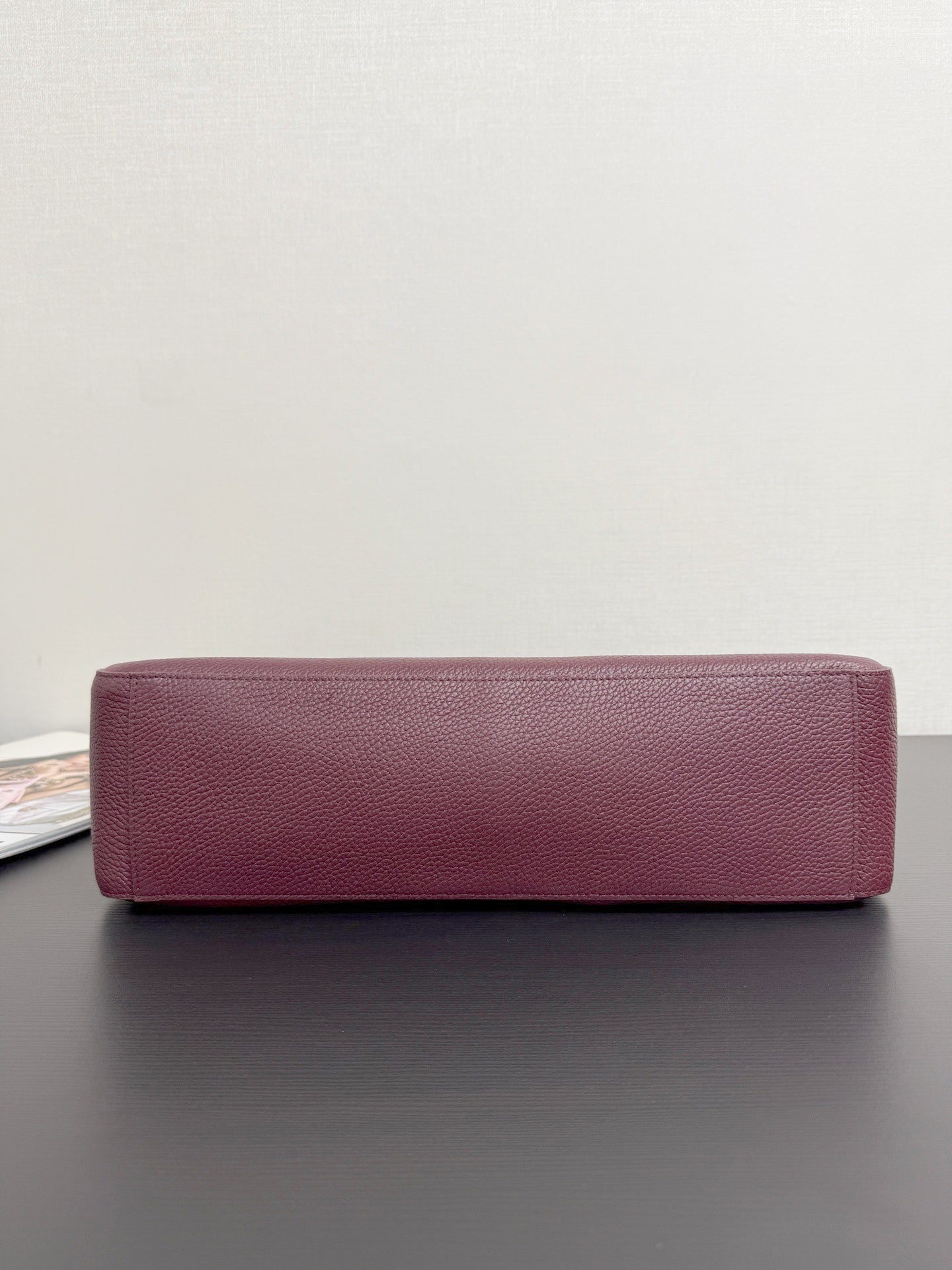 2026 Maxi Flapbag Large Flap Bag in Dark Burgundy Grained Calfskin AS6233-B24008-U8393