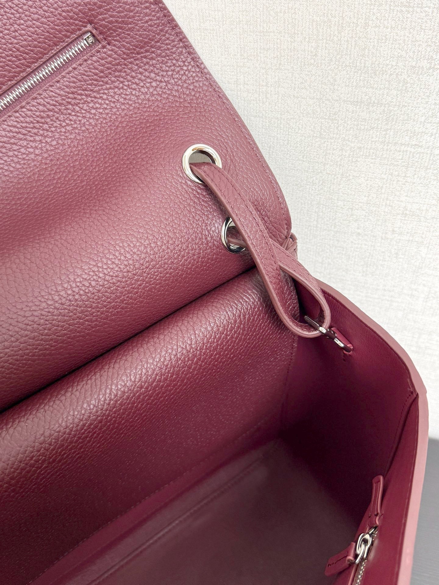2026 Maxi Flapbag Large Flap Bag in Dark Burgundy Grained Calfskin AS6233-B24008-U8393