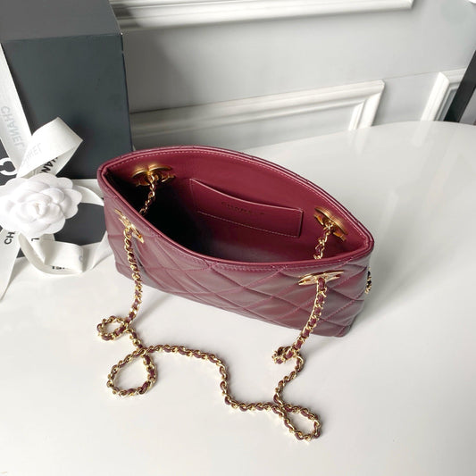 2026 Classic Small Tote from the Spring/Summer 2026 Collection: Dark Burgundy Soft Lambskin AS6248-B24030-U8393