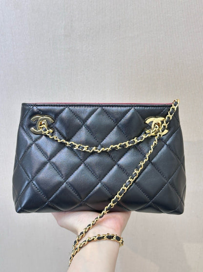 2026 Spring/Summer Collection Small Tote Bag in Black Fine Lambskin AS6248-B24030-94305