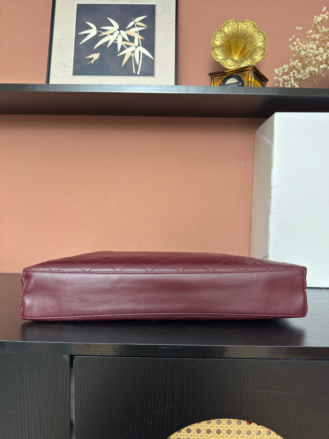 2026 Spring/Summer Collection Large Tote Bag in Deep Burgundy Fine Lambskin AS6241 B24030 U7793