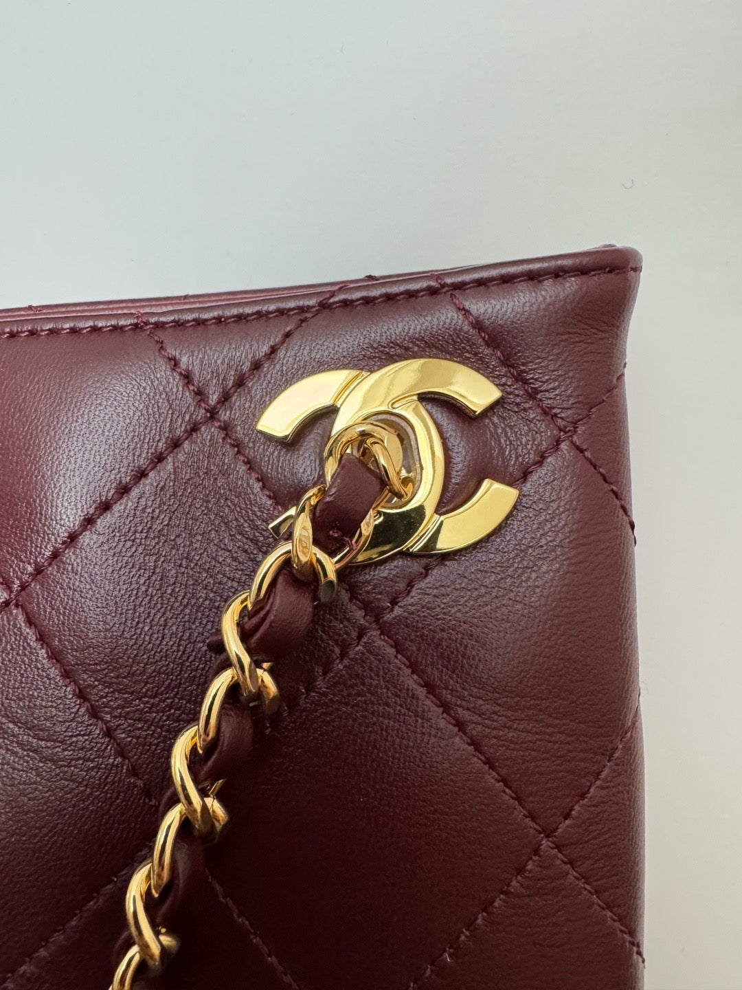 2026 Spring/Summer Collection Large Tote Bag in Deep Burgundy Fine Lambskin AS6241 B24030 U7793