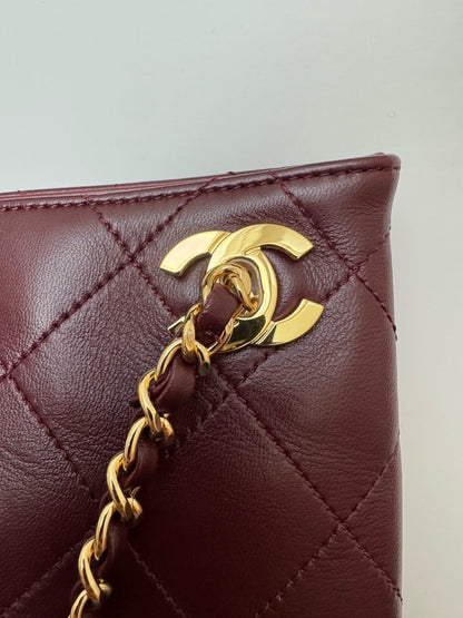 2026 Spring/Summer Collection Large Tote Bag in Deep Burgundy Fine Lambskin AS6241 B24030 U7793