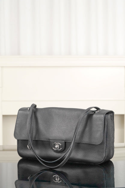 2026 Spring/Summer 2026 Collection Large Flap Bag in Black Grained Calfskin AS6231-B24008-94305