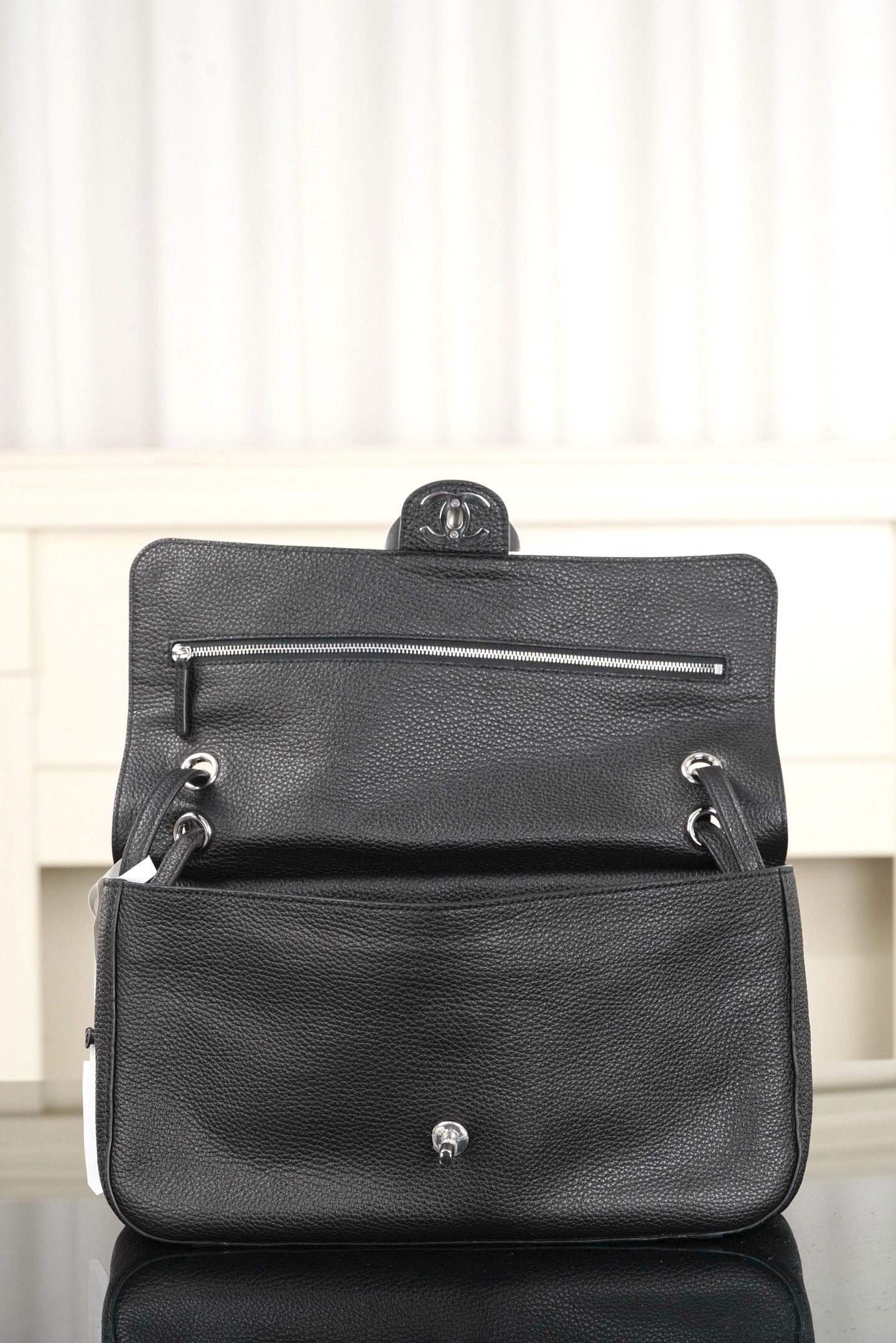 2026 Spring/Summer 2026 Collection Large Flap Bag in Black Grained Calfskin AS6231-B24008-94305