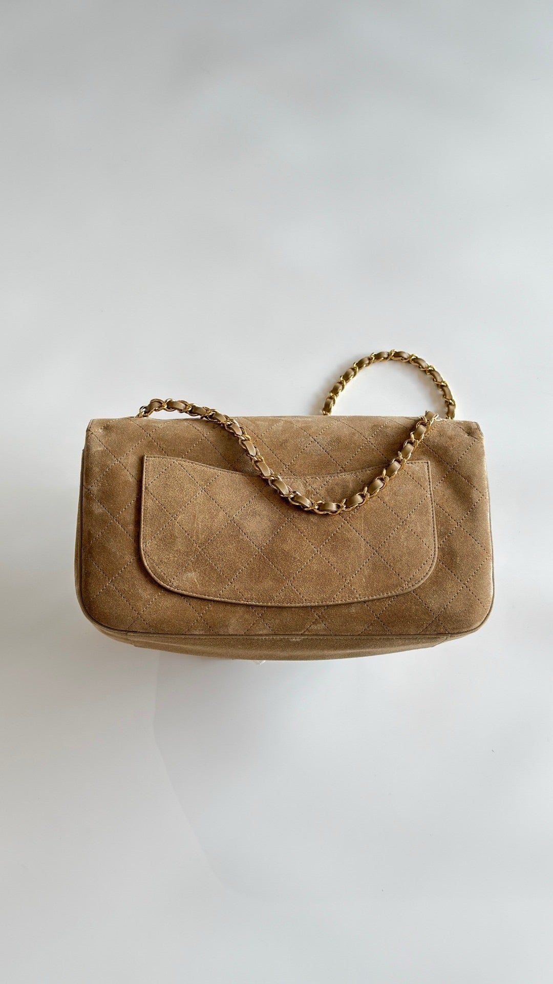 2026 Souplissimo Dark Beige Suede Oversized Flap Bag AS6281-B24009-U9390