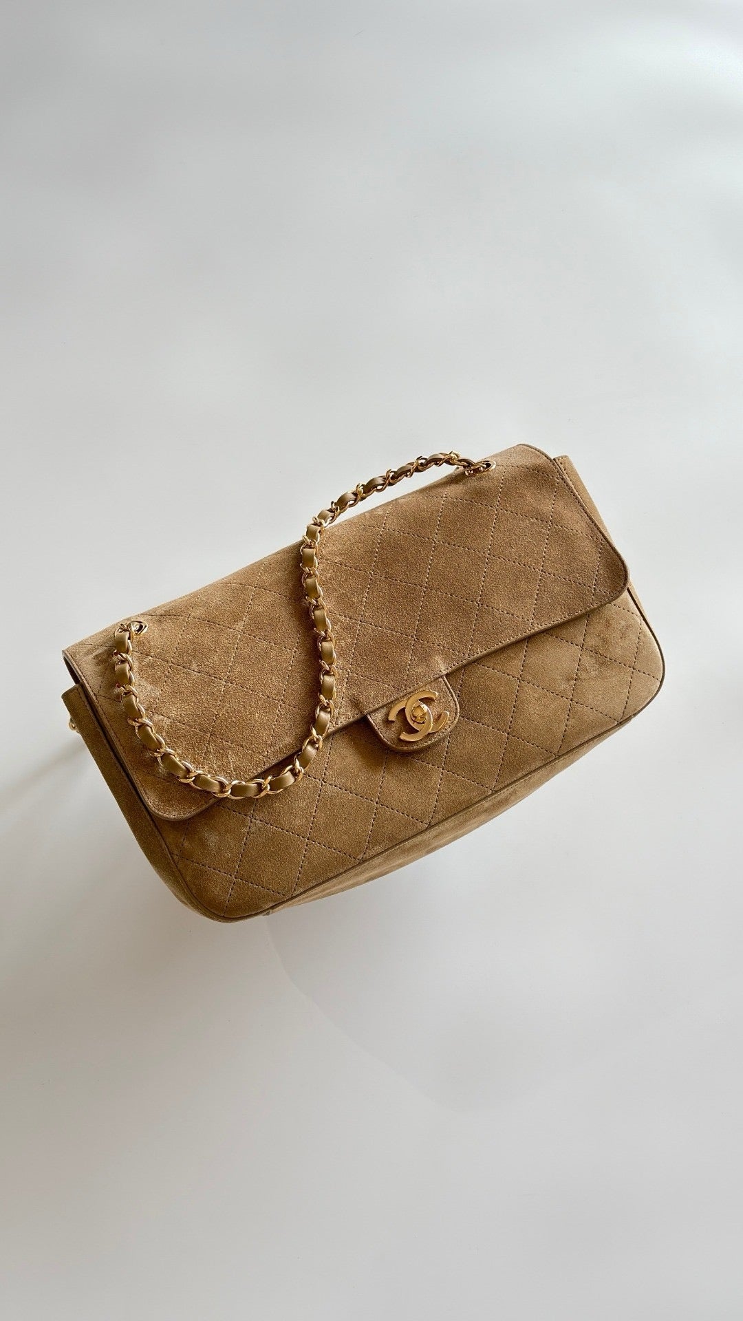 2026 Souplissimo Dark Beige Suede Oversized Flap Bag AS6281-B24009-U9390