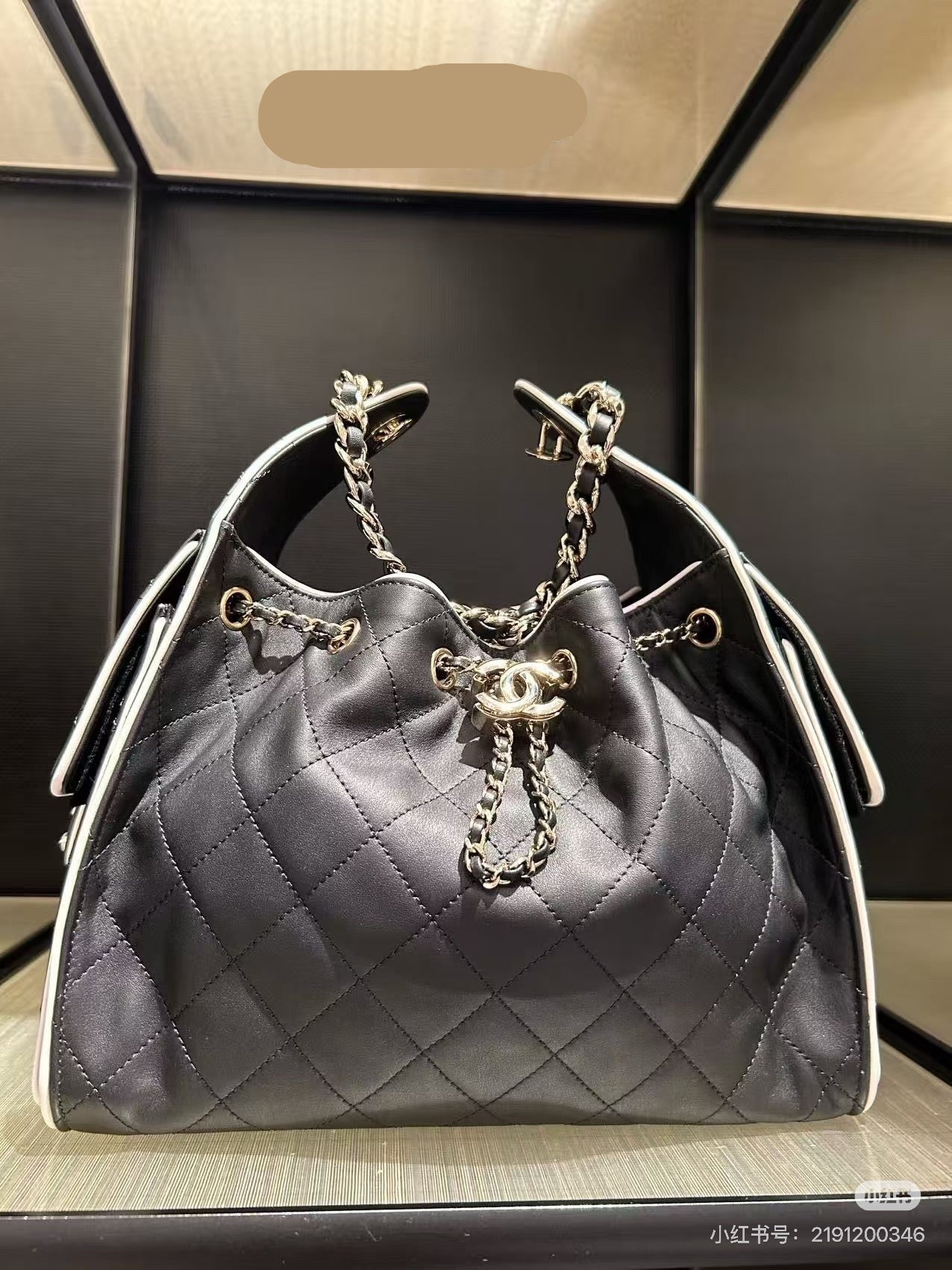 2026 Panda-Print Color-Block Small Bucket Bag AS5293 B20304 94305