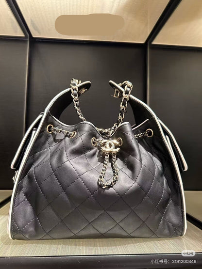 2026 Panda-Print Color-Block Small Bucket Bag AS5293 B20304 94305