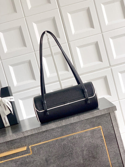2026 Preppy Coco Black Grained Calfskin Bowling Bag |AS6181 B23794 U9310