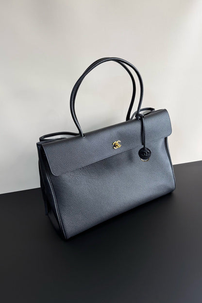 2026 Large Shopping Bag - Black Premium Grained Calfskin Tote AS6289 B24248 94305