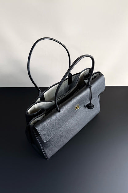 2026 Large Shopping Bag - Black Premium Grained Calfskin Tote AS6289 B24248 94305