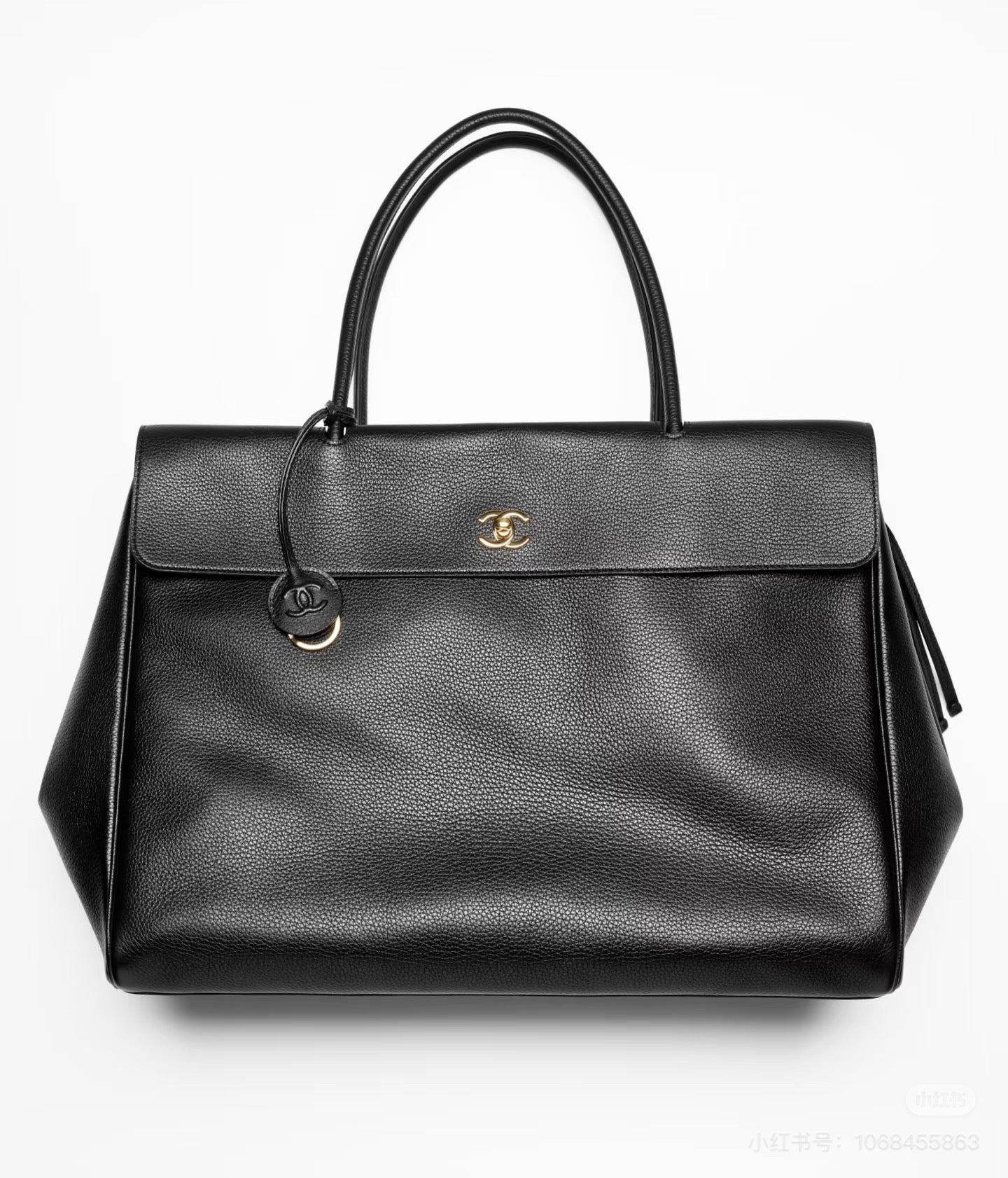 2026 Large Shopping Bag - Black Premium Grained Calfskin Tote AS6289 B24248 94305