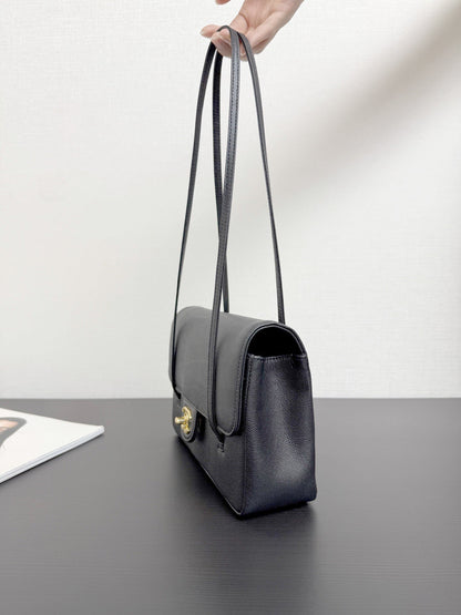 2026 Preppy Coco Small Flap Bag in Black Shiny Grained Calfskin AS6130 B23483 94305