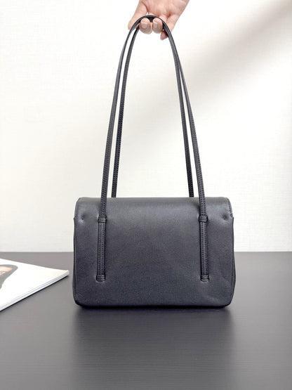 2026 Preppy Coco Small Flap Bag in Black Shiny Grained Calfskin AS6130 B23483 94305