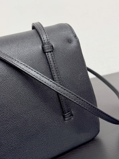 2026 Preppy Coco Small Flap Bag in Black Shiny Grained Calfskin AS6130 B23483 94305