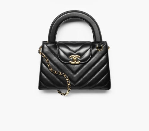 2026 Mini Shopping Bag in Black Shiny Lambskin AS4416 B23757 94305
