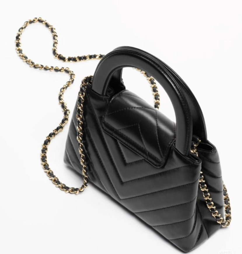 2026 Mini Shopping Bag in Black Shiny Lambskin AS4416 B23757 94305