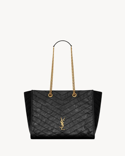 2026 Small Niki Tote Bag, Black Distressed Vintage Cowhide Leather 8726800EN071000