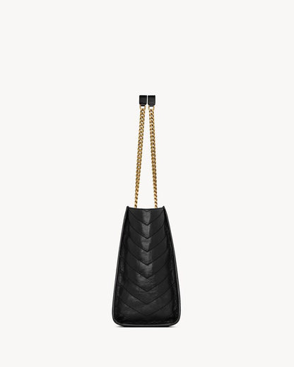 2026 Small Niki Tote Bag, Black Distressed Vintage Cowhide Leather 8726800EN071000