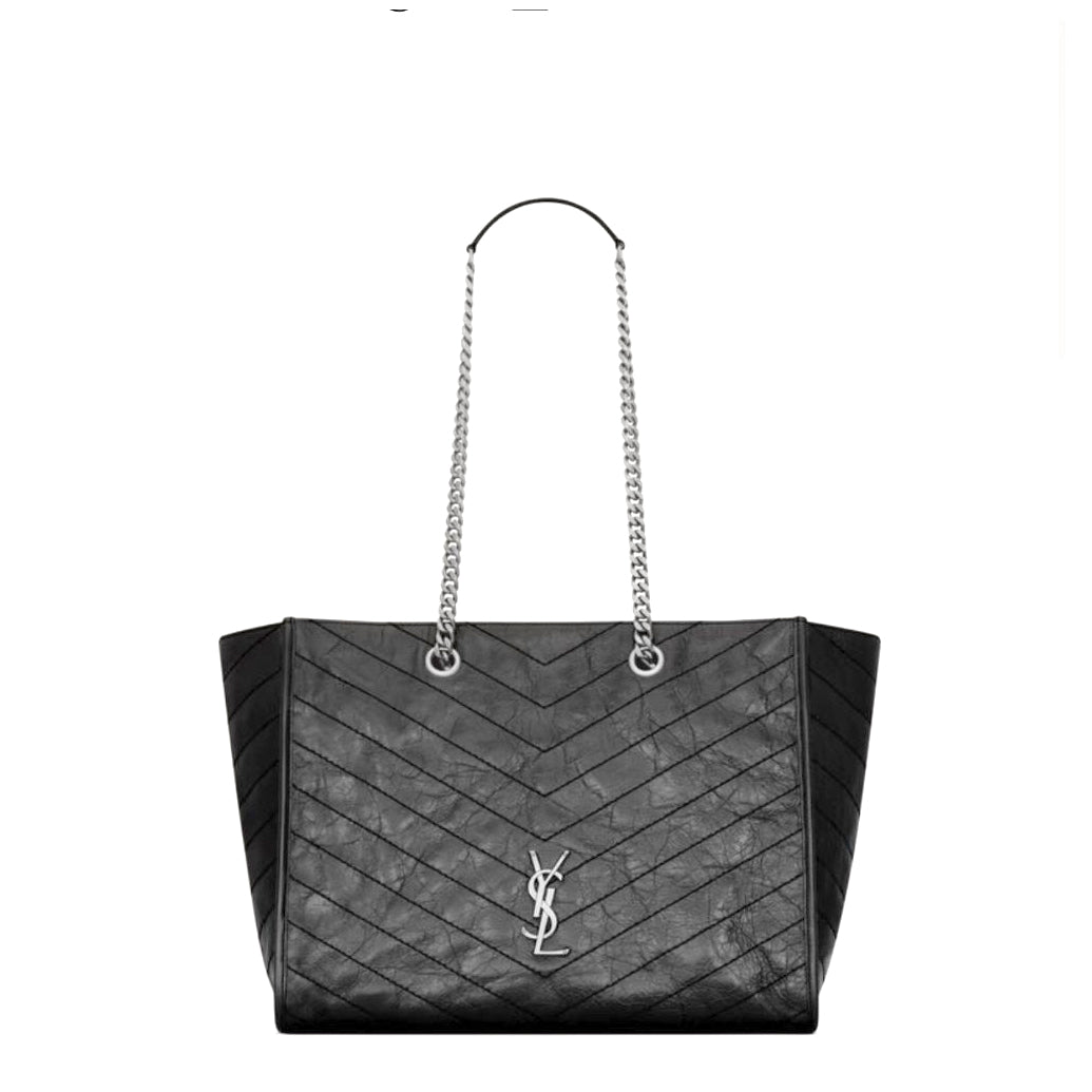 2026 Niki Tote Bag in Black Vintage-Finished Crinkled Calfskin 8711510EN041000