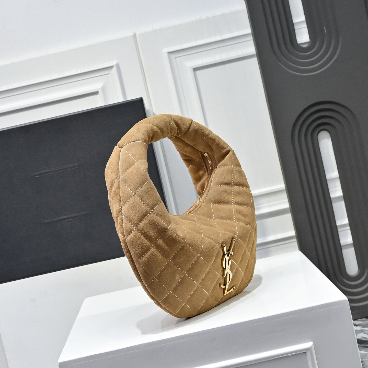 2026 ICARINO Brown Quilted Suede Tote Bag 8516891U8071632