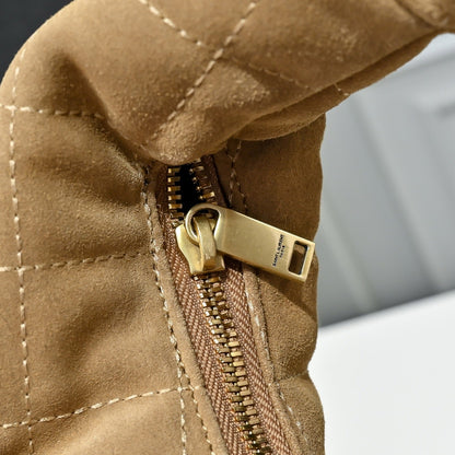 2026 ICARINO Brown Quilted Suede Tote Bag 8516891U8071632