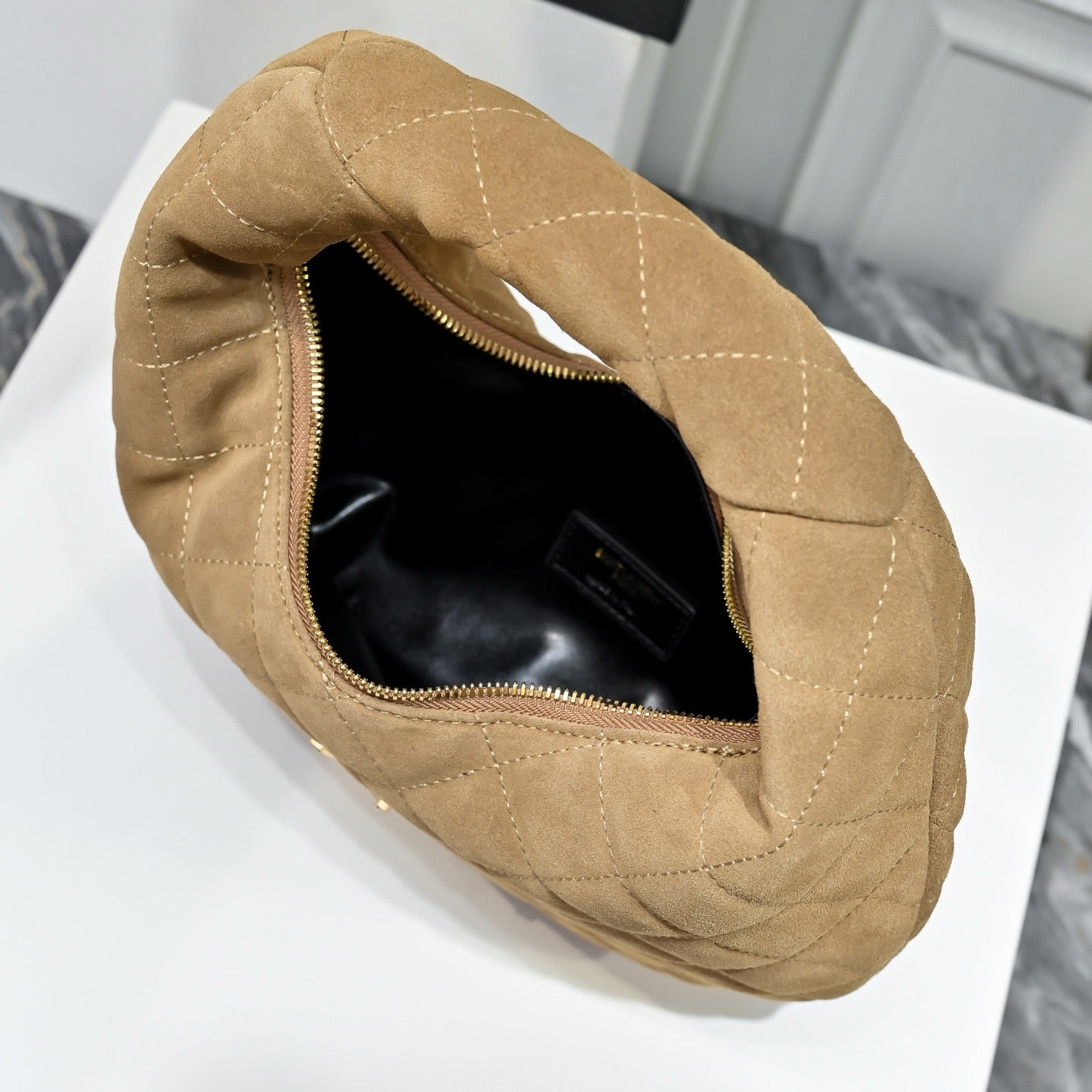 2026 ICARINO Brown Quilted Suede Tote Bag 8516891U8071632