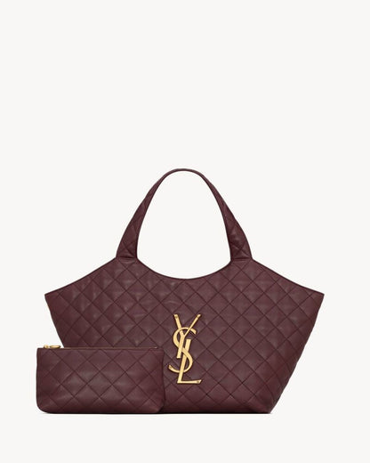 2026 ICARE Burgundy Quilted Lambskin Extra-Large Tote Bag 858191AAANG6195