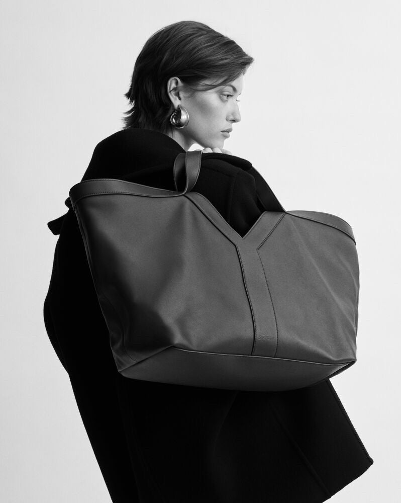 2026 Large Y Tote Bag, Black Grained Calfskin 820672AAEIF1000