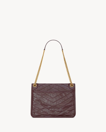 2026 Niki Medium Burgundy Vintage Leather Shoulder Bag 6331840EN076195