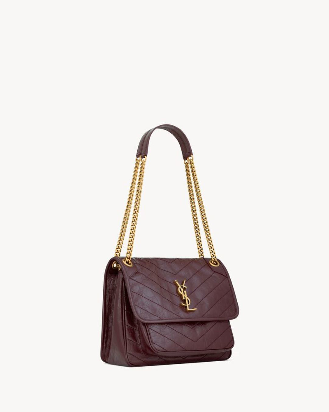 2026 Niki Medium Burgundy Vintage Leather Shoulder Bag 6331840EN076195